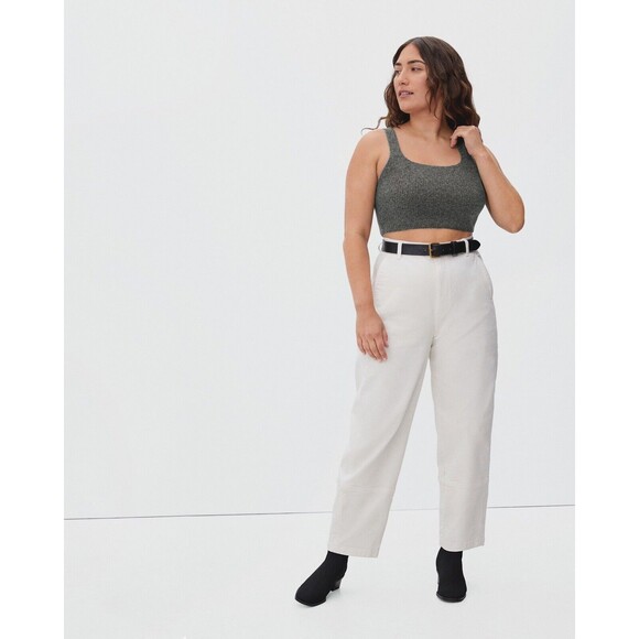 Everlane Womens Cozy Stretch Tank Top Wool Blend Soft Cropped In Charcoal Sz S - Picture 2 of 6